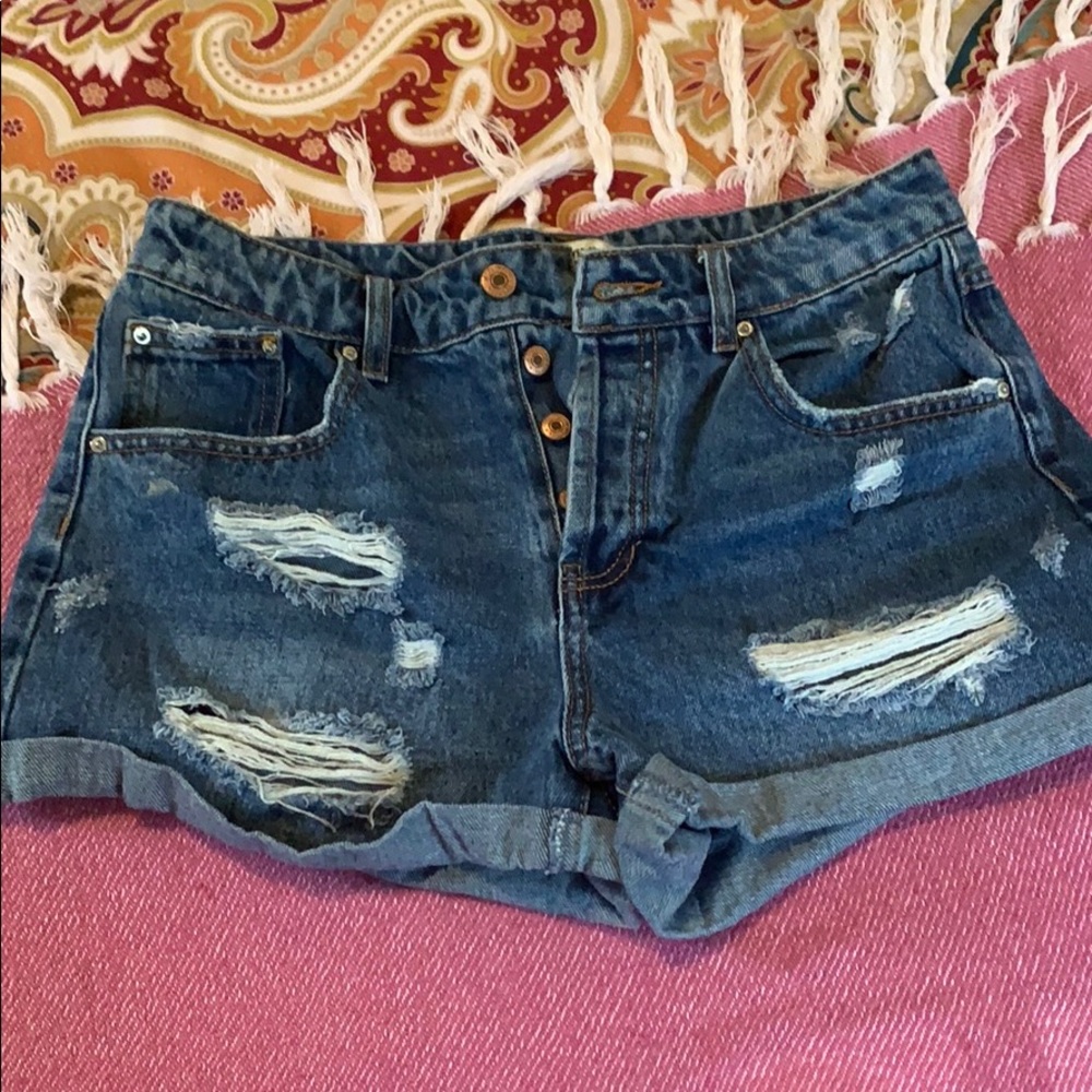 Distressed Denim Shorts